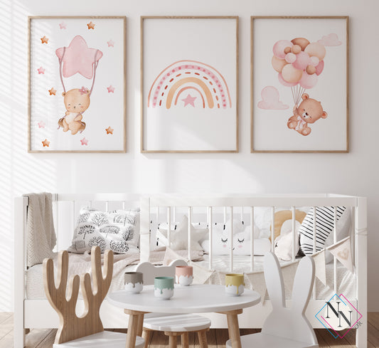 Oyuncak Ayı ve Gökyüzü Temalı 3'lü Set - Pembe image 0