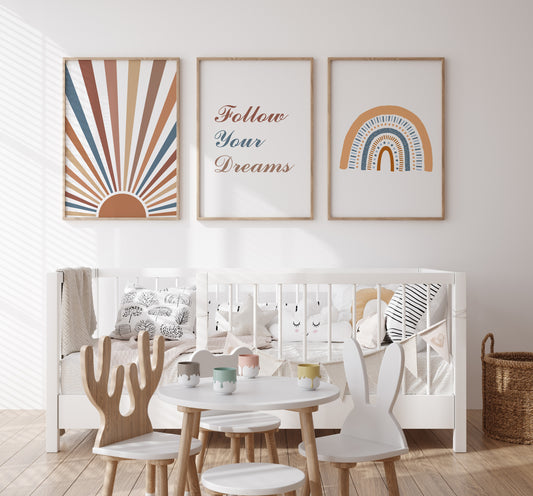 Boho Temalı 3'lü Set - Güneş ve Gökkuşağı image 0