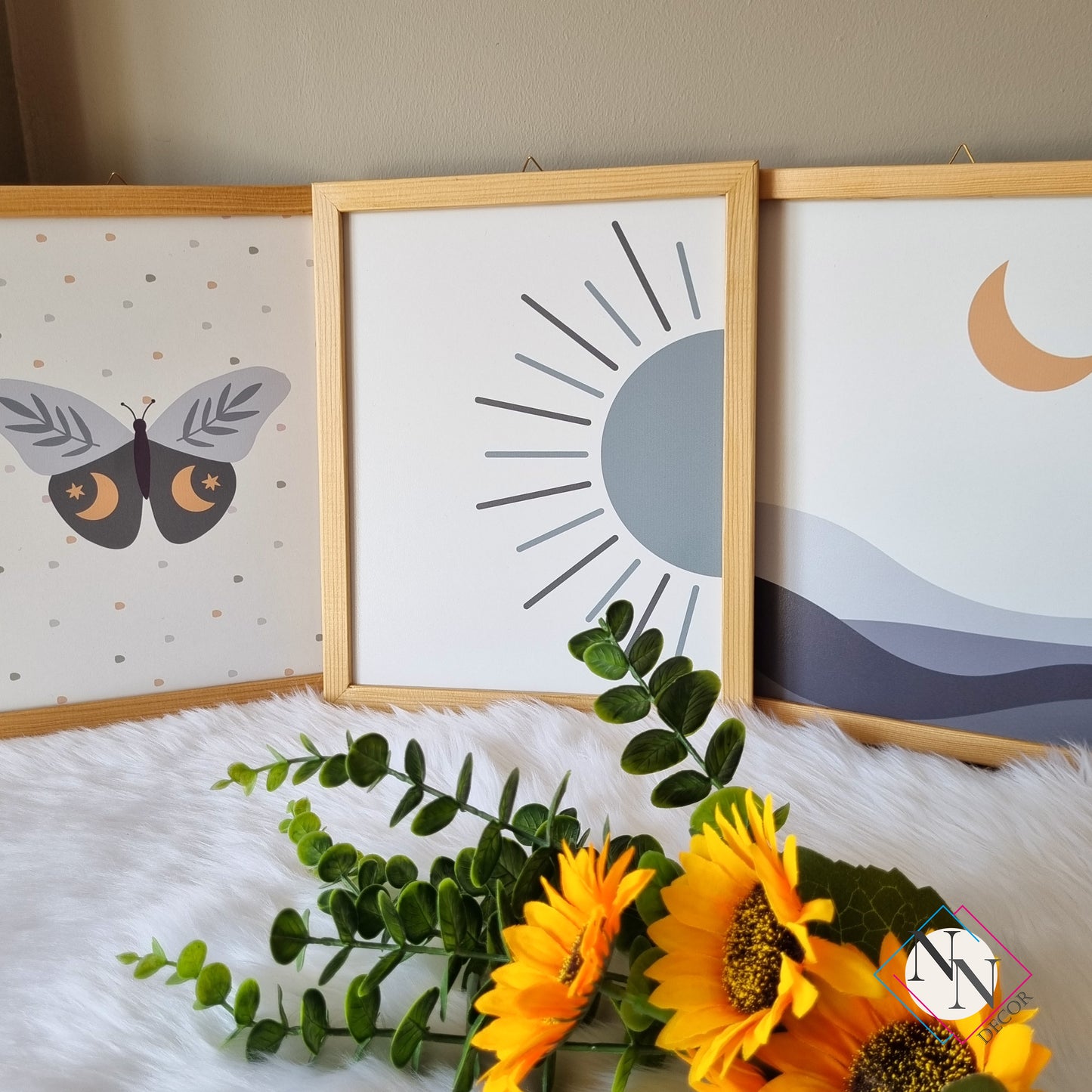 Boho Temalı 3'lü Set - Güneş, Çöl, Kelebek - Yeşil image 2