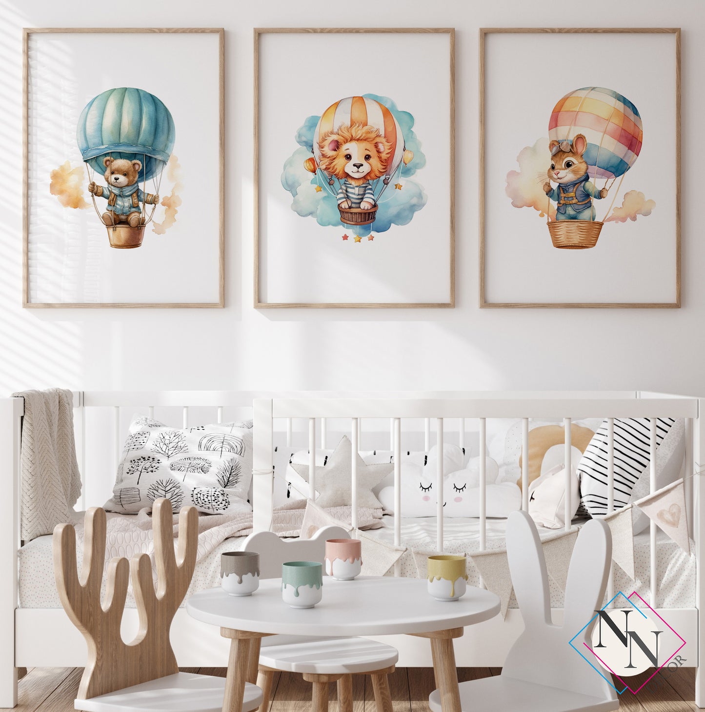 Balon Temalı 3'lü Set - Aslan, Ayı, Sincap image 0
