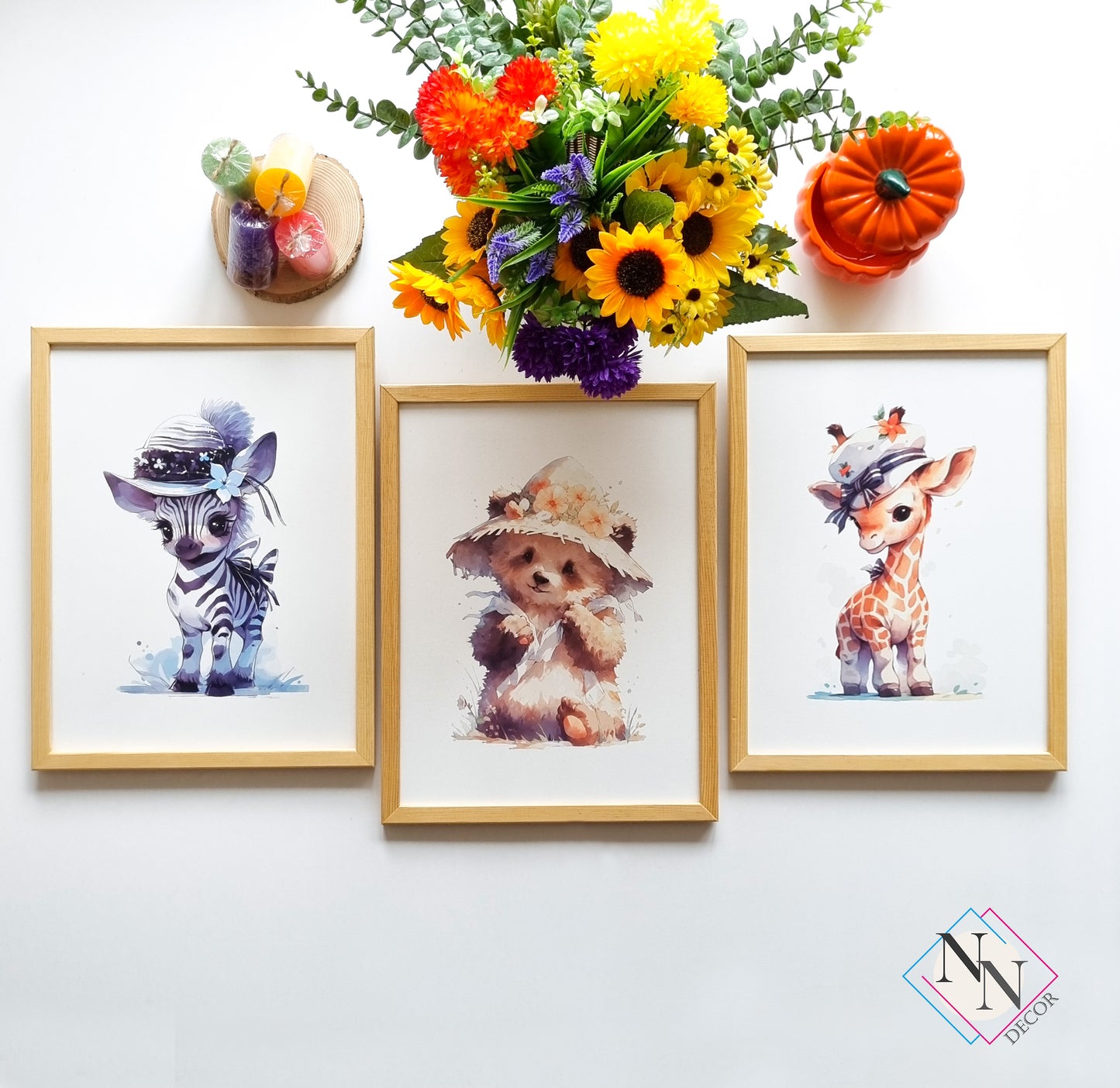 Şapka Konseptli 3'lü Set - Zebra , Zürafa, Köpek - Bal Çerçeve image 4