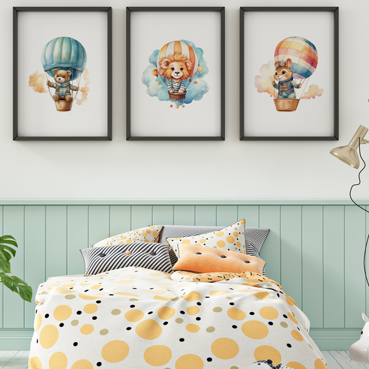 Balon Temalı 3'lü Set - Aslan, Ayı, Sincap