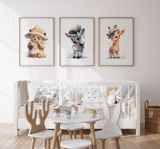 Şapka Konseptli 3'lü Set - Zebra , Zürafa, Köpek - Bal Çerçeve image 0