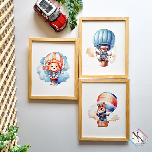 Balon Temalı 3'lü Set - Aslan, Ayı, Sincap image 1