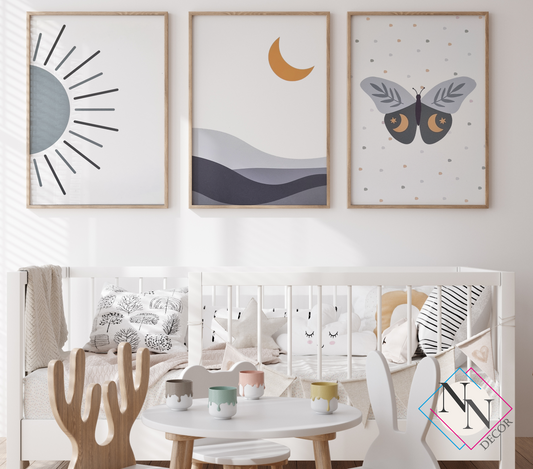 Boho Temalı 3'lü Set - Güneş, Çöl, Kelebek - Yeşil image 0