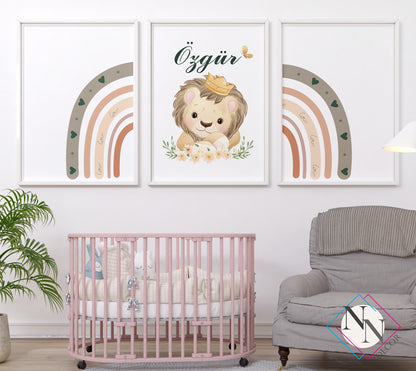 İsme Özel Aslan ve Gökkuşağı Temalı 3'lü Set image 5