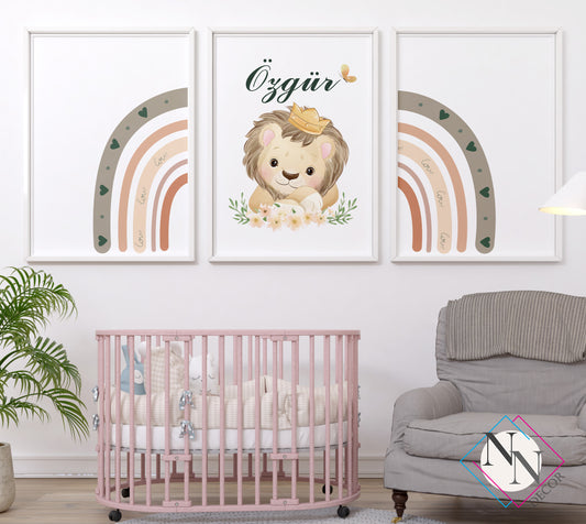 İsme Özel Aslan ve Gökkuşağı Temalı 3'lü Set image 5