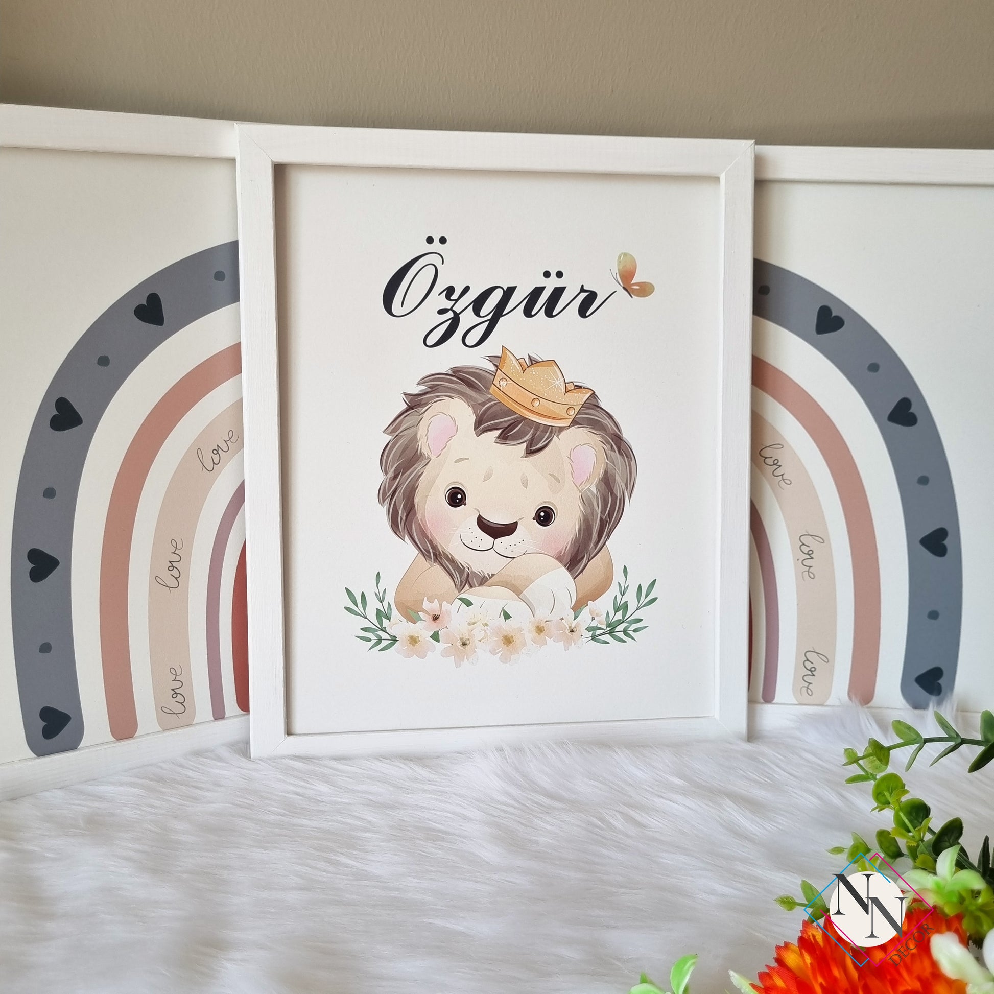 İsme Özel Aslan ve Gökkuşağı Temalı 3'lü Set image 8