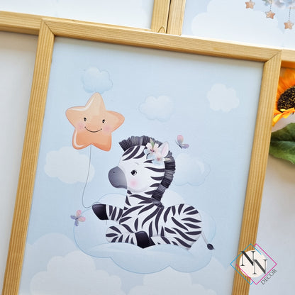 İsme Özel Zebra Gökyüzünde 3'lü Set image 3