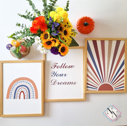 Boho Temalı 3'lü Set - Güneş ve Gökkuşağı image 1