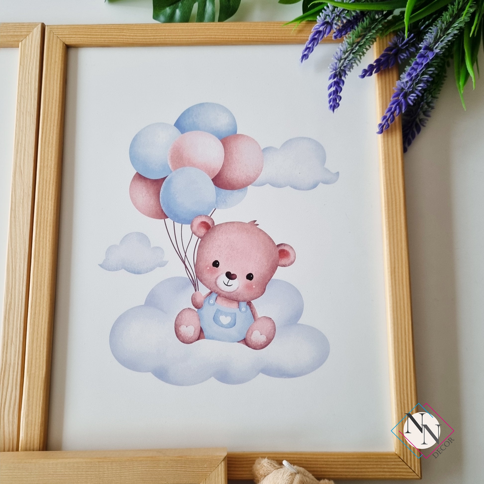 İsme Özel Oyuncak Ayı ve Gökyüzü Temalı 3'lü Set - Mavi image 2