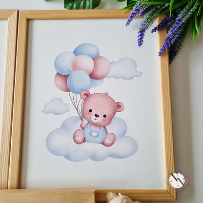 İsme Özel Oyuncak Ayı ve Gökyüzü Temalı 3'lü Set - Mavi image 2