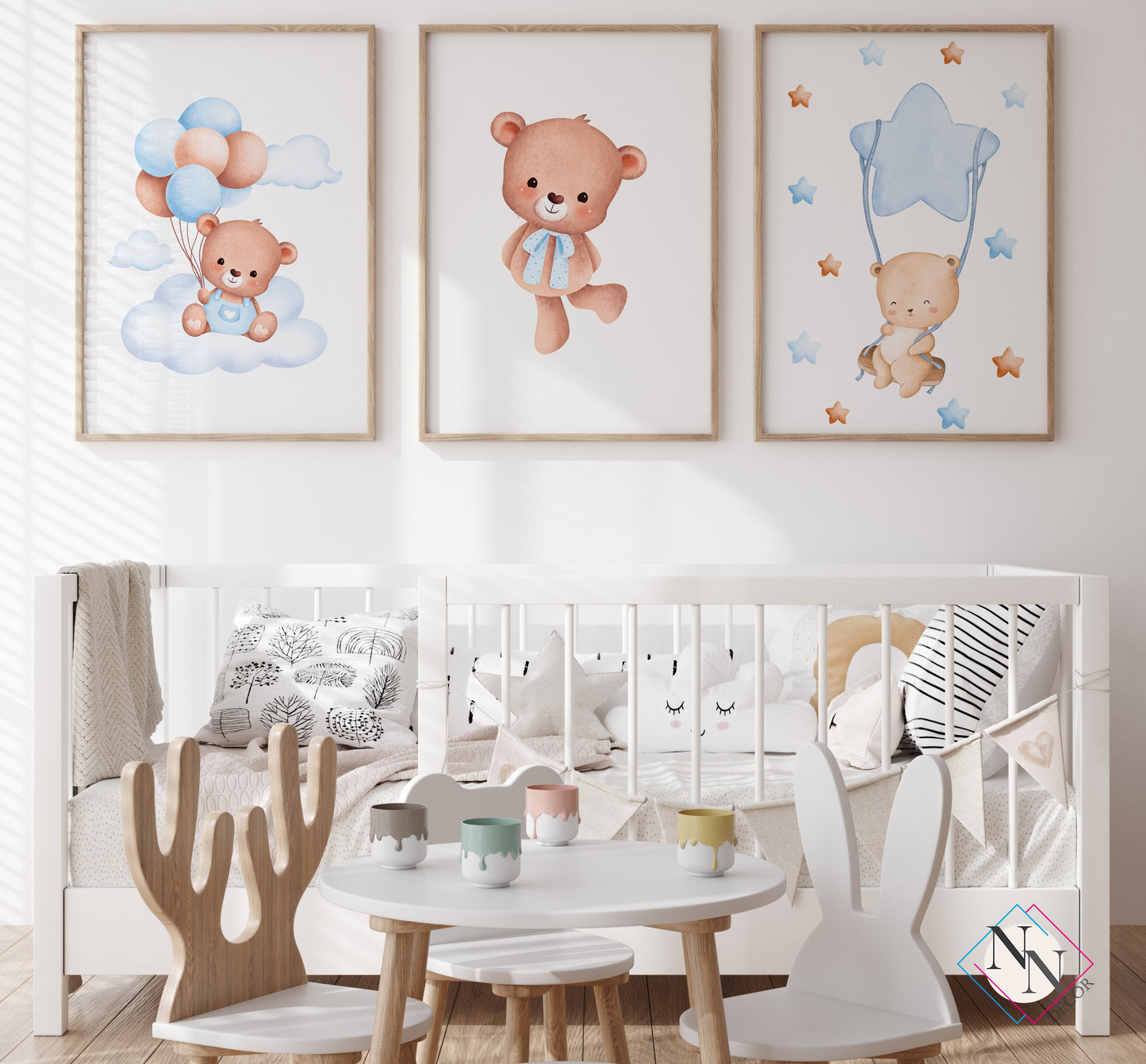 Oyuncak Ayı ve Gökyüzü Temalı 3'lü Set - Mavi image 0