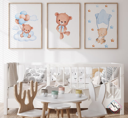 Oyuncak Ayı ve Gökyüzü Temalı 3'lü Set - Mavi image 0