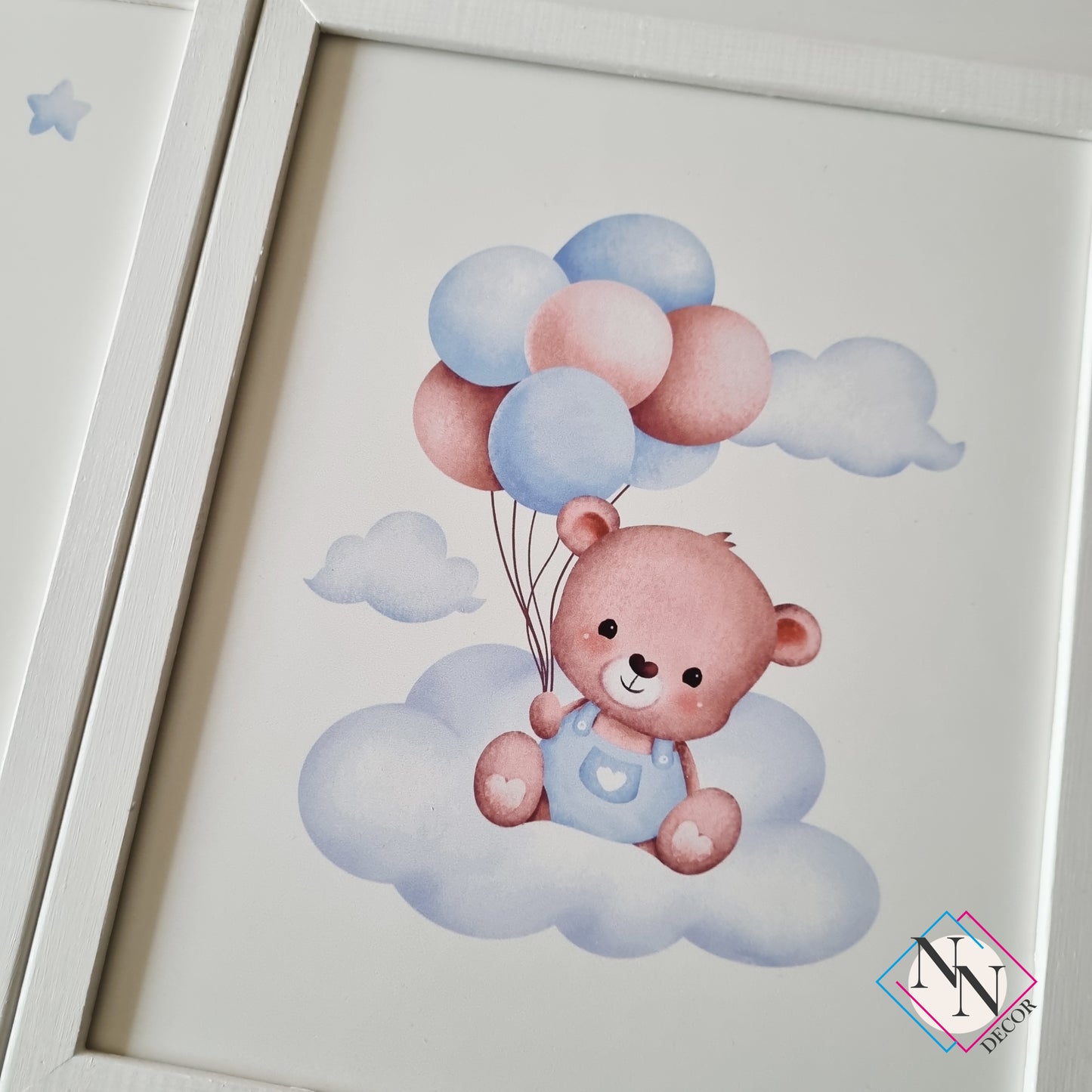 İsme Özel Oyuncak Ayı ve Gökyüzü Temalı 3'lü Set - Mavi image 8