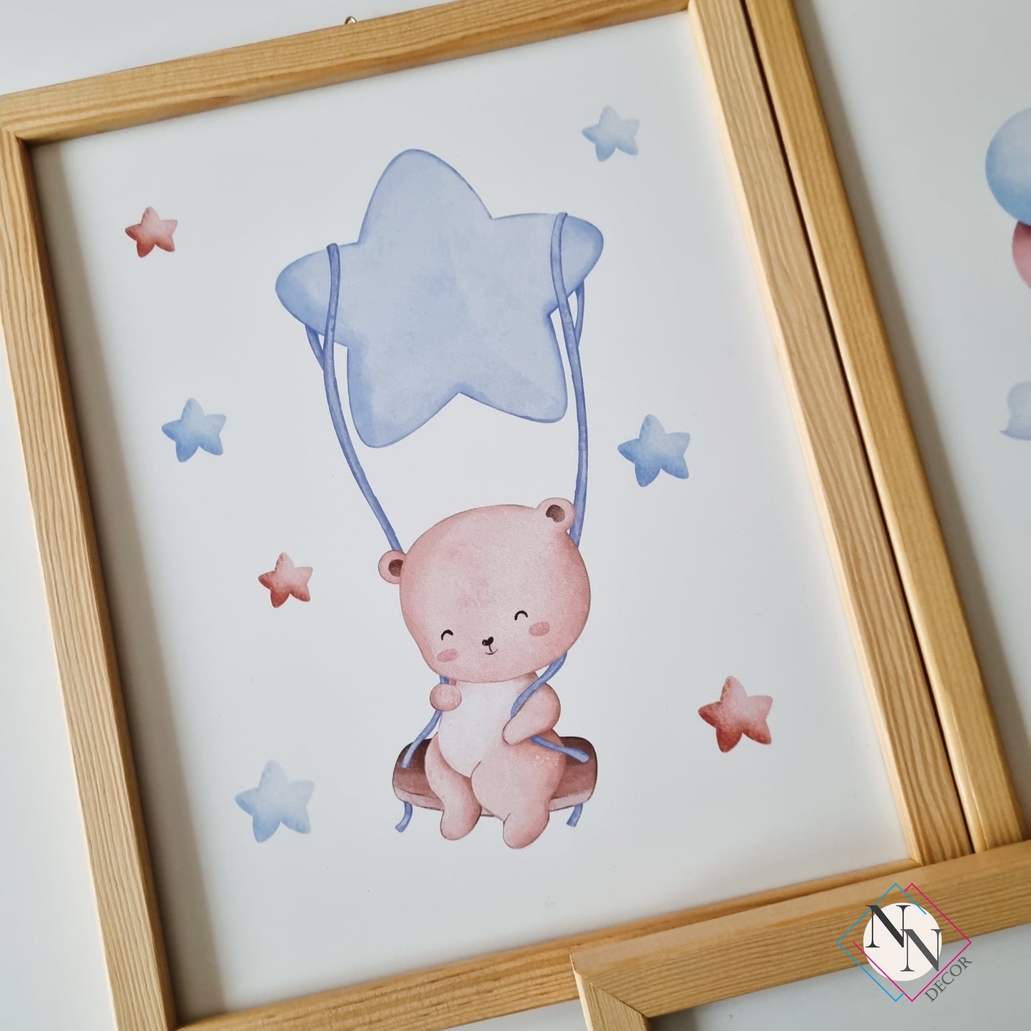 İsme Özel Oyuncak Ayı ve Gökyüzü Temalı 3'lü Set - Mavi image 4