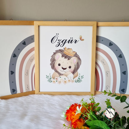 İsme Özel Aslan ve Gökkuşağı Temalı 3'lü Set image 3