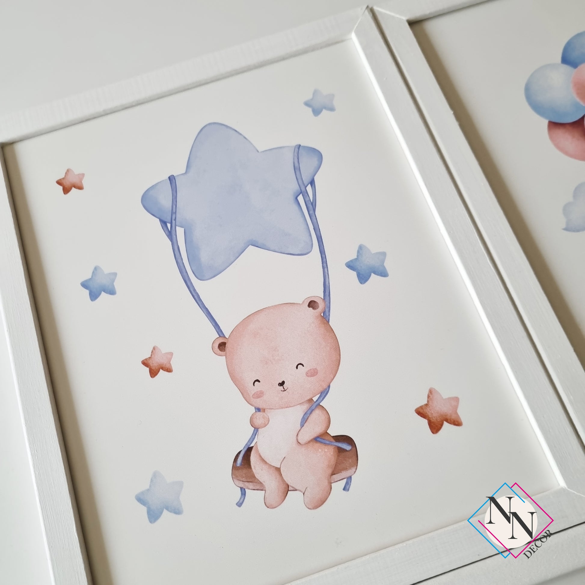 İsme Özel Oyuncak Ayı ve Gökyüzü Temalı 3'lü Set - Mavi image 9