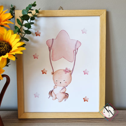 İsme Özel Oyuncak Ayı ve Gökyüzü Temalı 3'lü Set - Pembe image 2