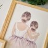 anne-kız-güncel İsme Özel Anne- Kız Balerin Konseptli 3'lü Set - Doğal Ahşap Çerçeveli, Kız Bebek ve Çocuk Odası