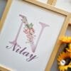 balerin-isim İsme Özel Anne- Kız Balerin Konseptli 3'lü Set - Doğal Ahşap Çerçeveli, Kız Bebek ve Çocuk Odası