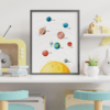 gezegenler-3lü-set-mockup-04-1x1 Uzay Konseptli 3'lü Set - Gezegenler, Astronot - Doğal Ahşap Çerçeveli, Bebek ve Çocuk Odası Tablo Seti
