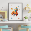 gezegenler-3lü-set-mockup-05-1x1 Uzay Konseptli 3'lü Set - Gezegenler, Astronot - Doğal Ahşap Çerçeveli, Bebek ve Çocuk Odası Tablo Seti
