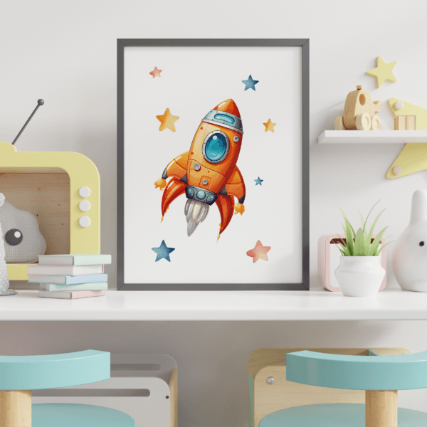 gezegenler-3lü-set-mockup-05-1x1 Uzay Konseptli 3'lü Set - Gezegenler, Astronot - Doğal Ahşap Çerçeveli, Bebek ve Çocuk Odası Tablo Seti
