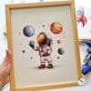 gezegenler-astronot Uzay Konseptli 3'lü Set - Gezegenler, Astronot - Doğal Ahşap Çerçeveli, Bebek ve Çocuk Odası Tablo Seti