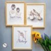 isme-özel-balerin-set İsme Özel Anne- Kız Balerin Konseptli 3'lü Set - Doğal Ahşap Çerçeveli, Kız Bebek ve Çocuk Odası