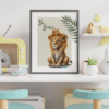 yapraklı-safari-mockup-05 Safari - Aslan, Zürafa ve Fil 3’lü Set- v01 - Doğal Ahşap Çerçeveli, Bebek ve Çocuk Odası Tablo Seti