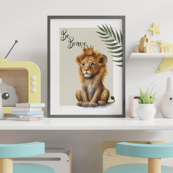 yapraklı-safari-mockup-05 Safari - Aslan, Zürafa ve Fil 3’lü Set- v01 - Doğal Ahşap Çerçeveli, Bebek ve Çocuk Odası Tablo Seti