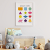 30x40-şekiller oda-05 Eğitici Tablolar - Şekiller - Doğal Ahşap Çerçeveli, Bebek ve Çocuk Odası Tablosu