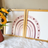Nursery-Wall-Art-Bear-and-Rainbow-04 İsme Özel Oyuncak Ayı ve Gökyüzü Temalı 3'lü Set - Doğal Ahşap Çerçeveli, Kız Bebek ve Çocuk Odası