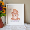 Nursery-Wall-Art-Bear-and-Rainbow-White-03 İsme Özel Oyuncak Ayı ve Gökyüzü Temalı 3'lü Set - Doğal Ahşap Çerçeveli, Kız Bebek ve Çocuk Odası