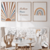 Nursery-Wall-Art-Boho-Motivational-01 Boho Temalı 3'lü Set - Güneş ve Gökkuşağı - Doğal Ahşap Çerçeveli, Bebek ve Çocuk Odası Tablo Seti