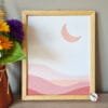Nursery-Wall-Art-Boho-Sun-Moon-and-Butterfly Boho Temalı 3'lü Set - Güneş, Çöl, Kelebek - Doğal Ahşap Çerçeveli, Bebek ve Çocuk Odası Tablo Seti