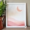 Nursery-Wall-Art-Boho-Sun-Moon-and-Butterfly Boho Temalı 3'lü Set - Güneş, Çöl, Kelebek - Doğal Ahşap Çerçeveli, Bebek ve Çocuk Odası Tablo Seti