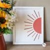 Nursery-Wall-Art-Boho-Sun-Moon-and-Butterfly Boho Temalı 3'lü Set - Güneş, Çöl, Kelebek - Doğal Ahşap Çerçeveli, Bebek ve Çocuk Odası Tablo Seti