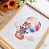 Nursery-Wall-Art-Safari-Animals-and-Balloons Balon Temalı 3'lü Set - Aslan, Ayı, Sincap - Doğal Ahşap Çerçeveli, Bebek ve Çocuk Odası Tablo Seti