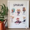 SPORLAR-BEYAZ-PART1 Sporlar Eğitici 2'li Set - Doğal Ahşap Çerçeveli, Bebek Ve Çocuk Odası Tablo Seti