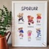 SPORLAR-BEYAZ-PART2 Sporlar Eğitici 2'li Set - Doğal Ahşap Çerçeveli, Bebek Ve Çocuk Odası Tablo Seti