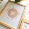 boho-güneş-şeffaf Boho Temalı 3'lü Set - Ay, Güneş ve Gökkuşağı - Doğal Ahşap Çerçeveli, Bebek ve Çocuk Odası Tablo Seti